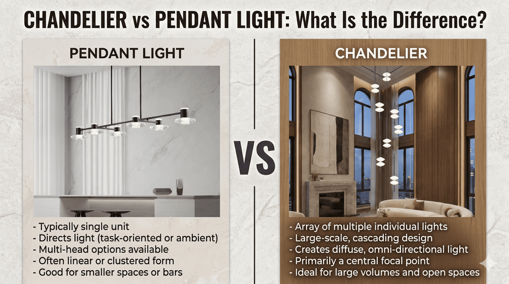 Chandelier vs Pendant Light: What Is the Difference?