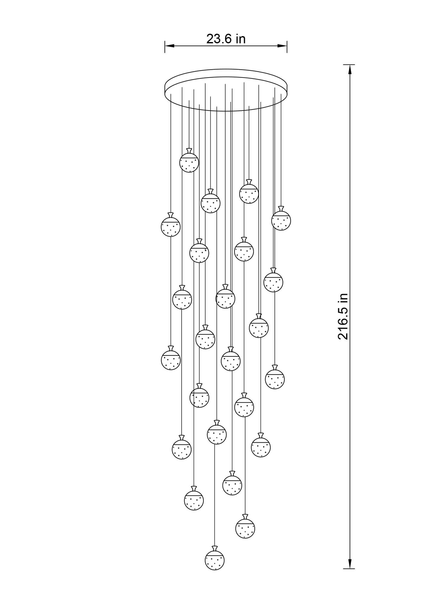 Aqua Orb LED Pendant Light Gold 10–30 Lights – decorative staircase lighting fixture