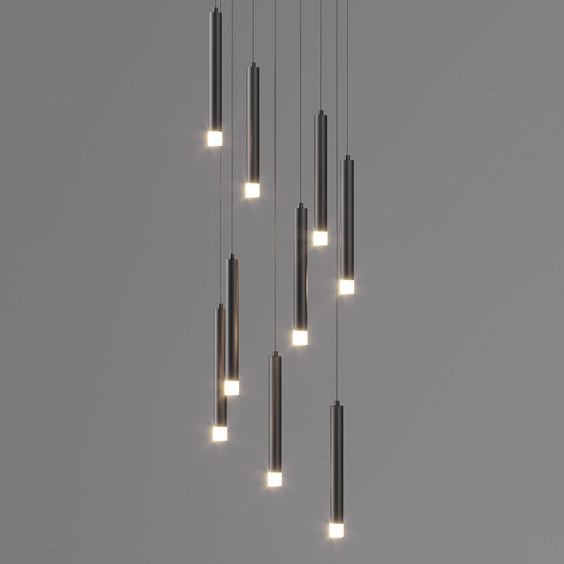 Elegant black LED pendant light  adorned with multiple lights, ideal for sophisticated interiors.