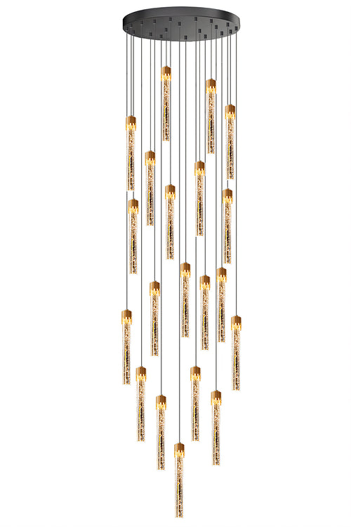 Elegant gold bubble crystal pendant light with 20 lights, ideal for adding sophistication.