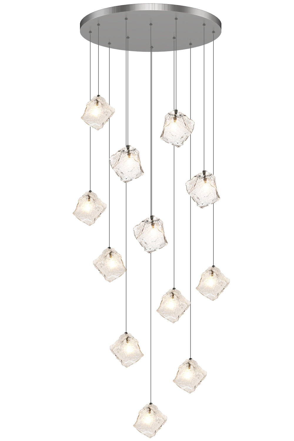 A contemporary crystal pendant light featuring 12 elegant lights, illuminating the space with a stylish and modern design.