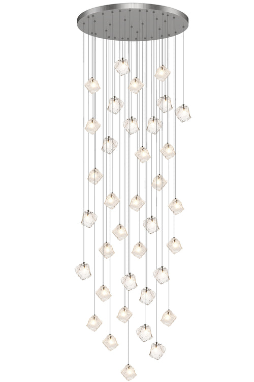 A contemporary crystal pendant light featuring 36 elegant lights, illuminating the space with a stylish and modern design.