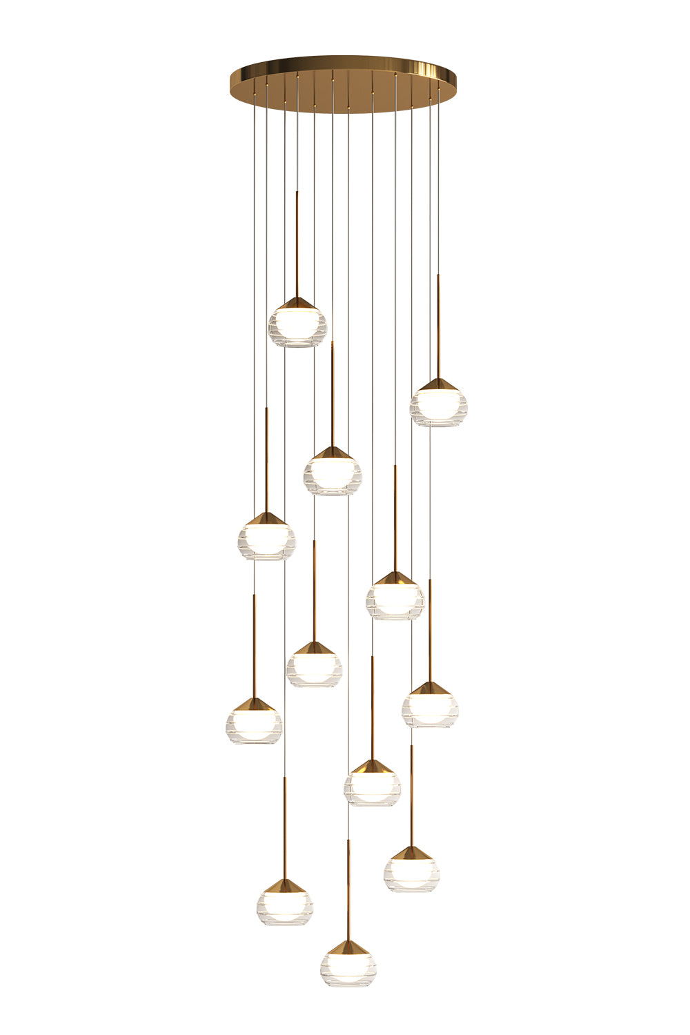 Gleaming Glass Chandelier Gold 12–40 Lights – modern chandelier for living room