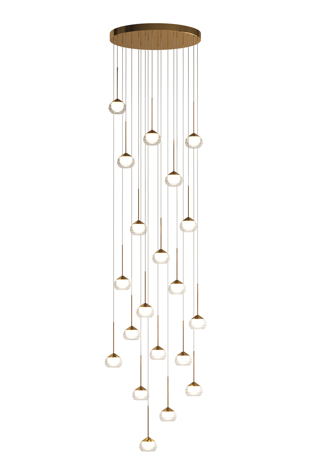 Luxury Gleaming Glass Chandelier Gold 12–40 Lights ceiling light for staircase