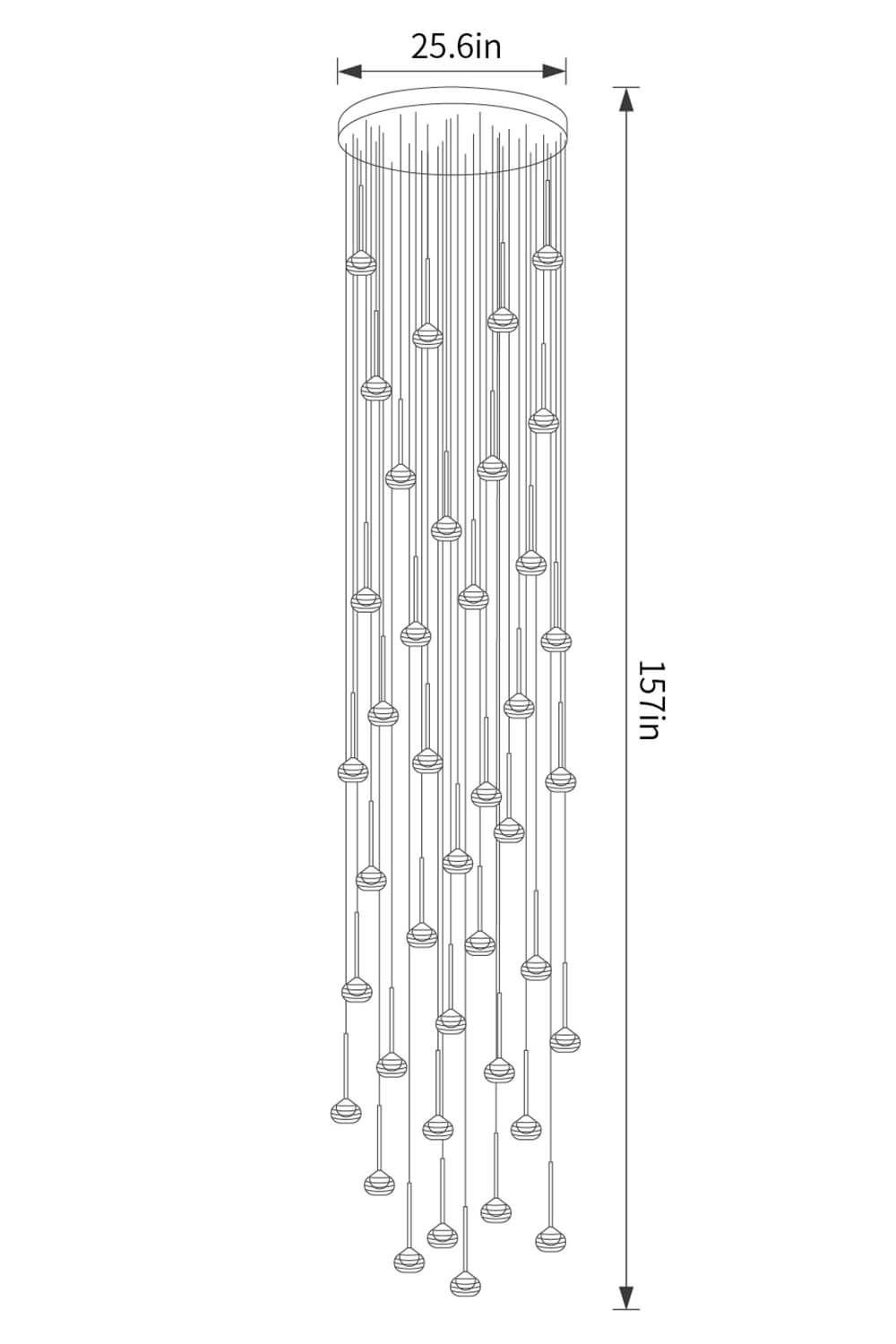 Gleaming Glass Chandelier Gold 12–40 Lights – hanging light for high ceiling dining room