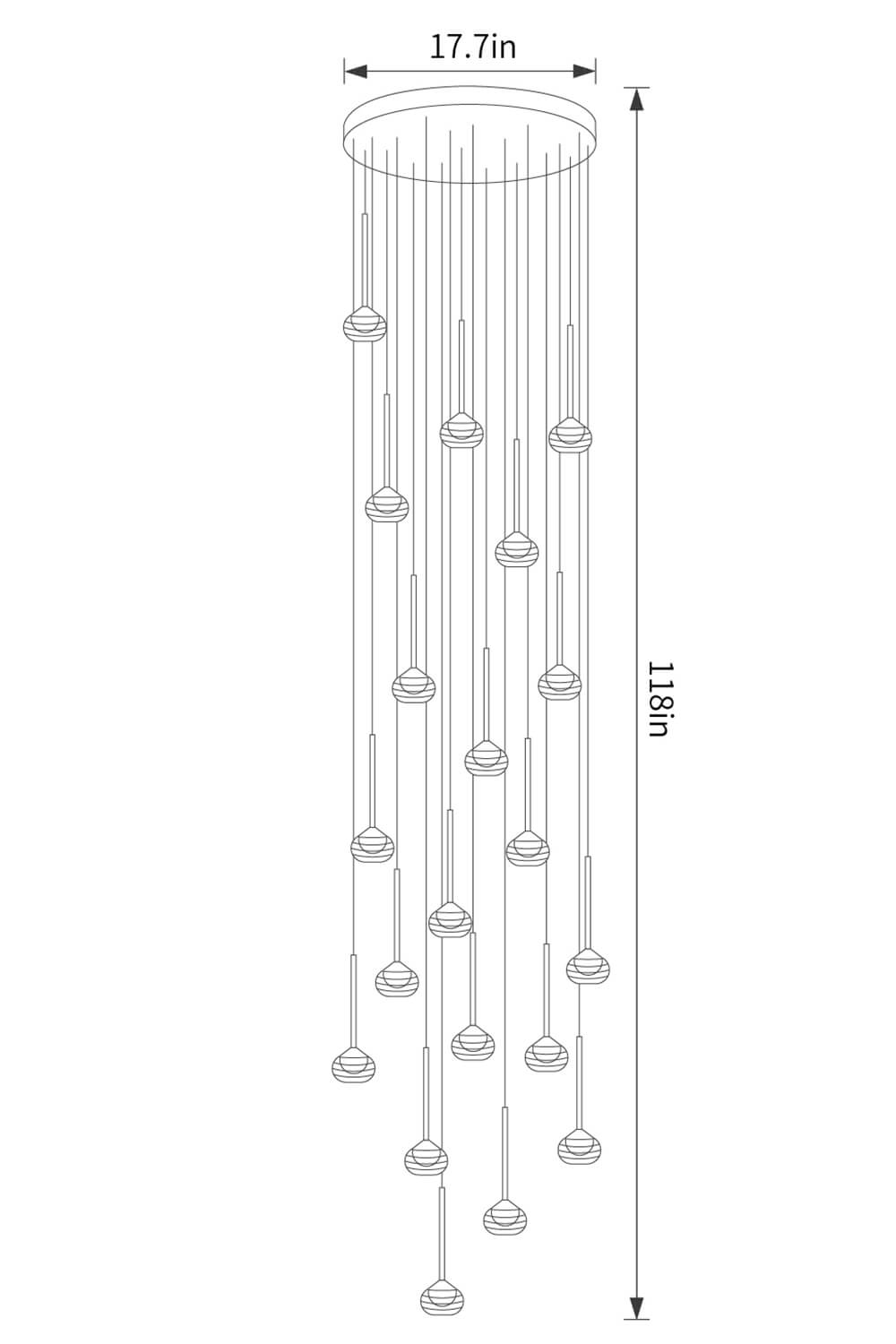 Decorative Gleaming Glass Chandelier Gold 12–40 Lights – adjustable pendant light for bedroom