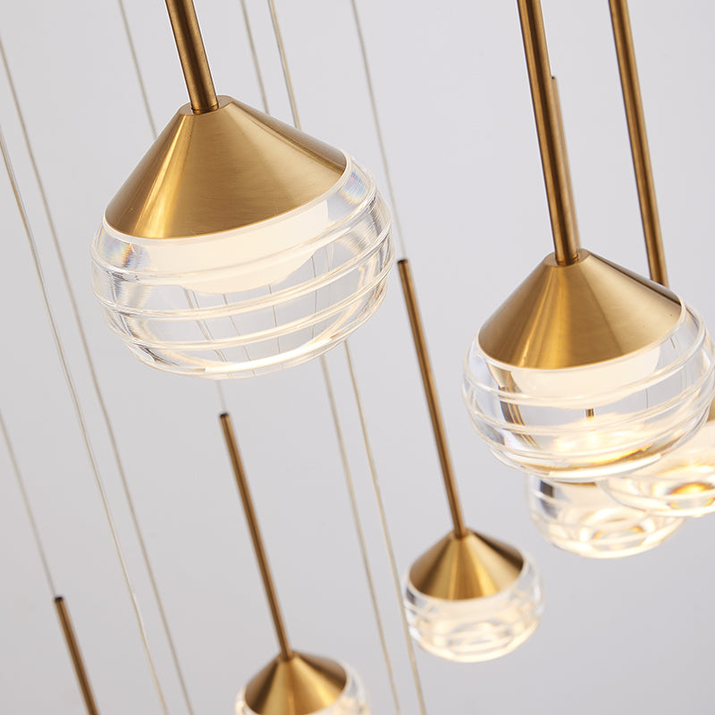Gleaming Glass Chandelier Gold 12–40 Lights – dimmable LED ceiling light
