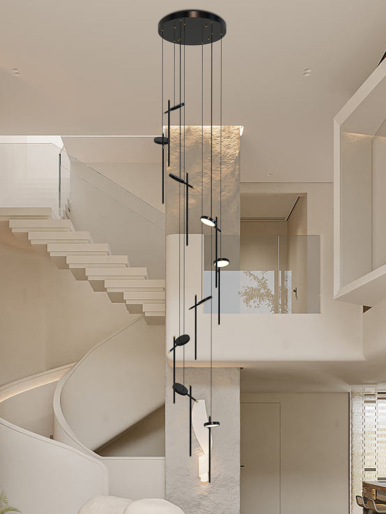 LED Staircase Chandelier | Disc | 6–35 Lights — Gleesia