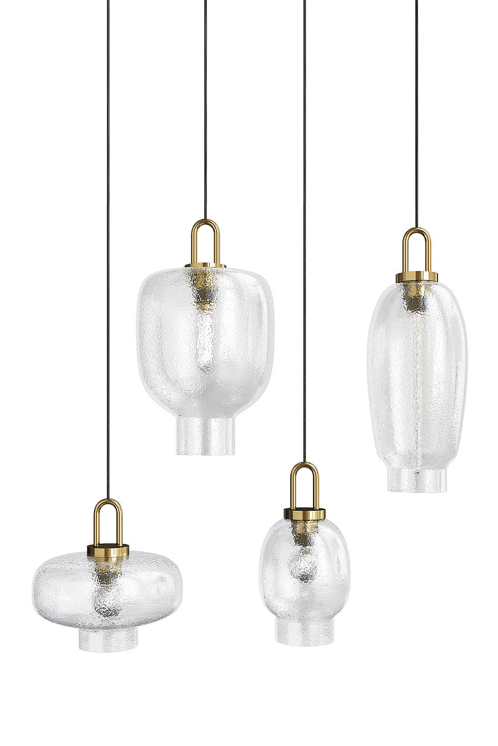 Lantern LED Pendant Candle-Effect Glass 4 Models – modern chandelier for living room