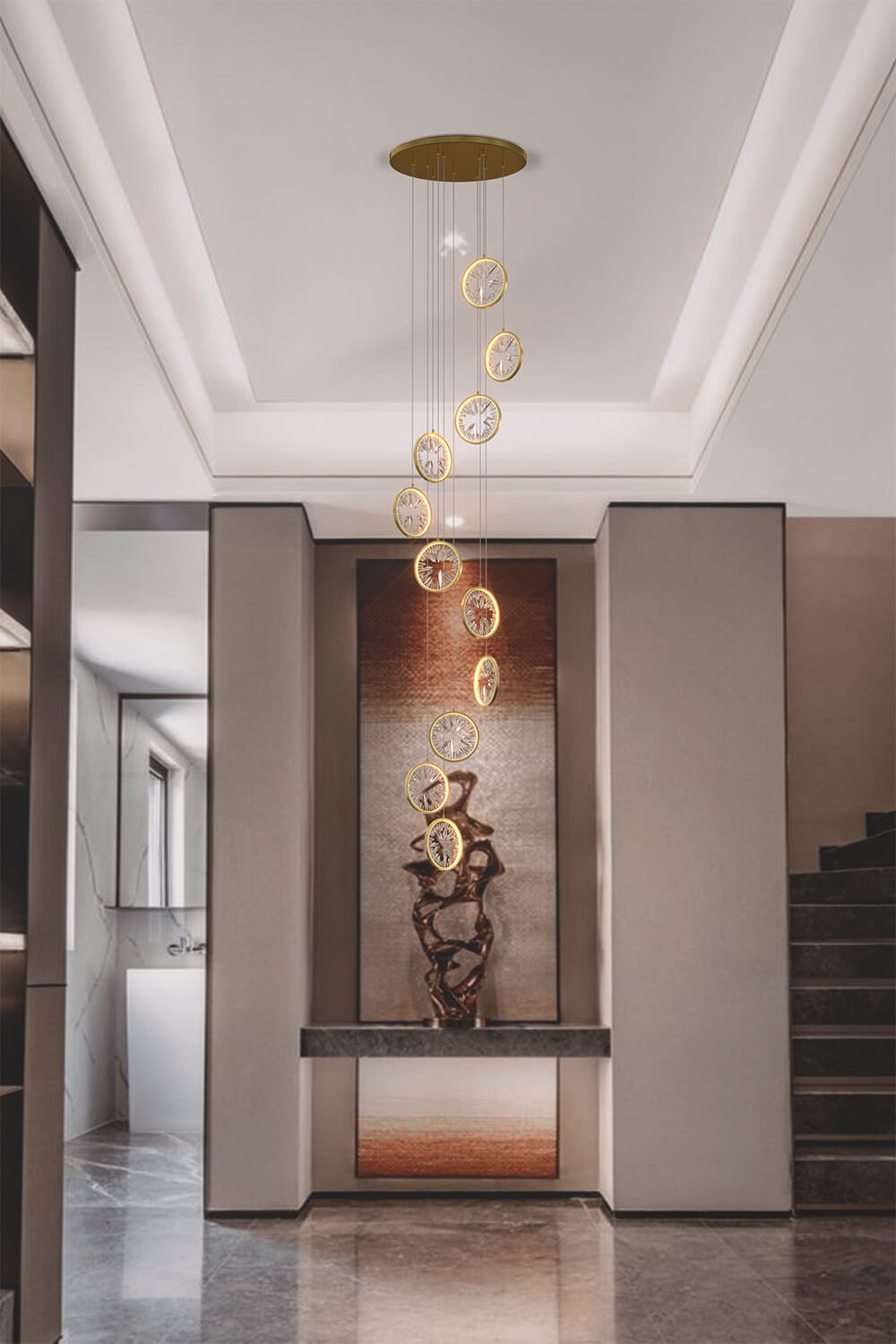 Modern Lemon Zest Crystal Pendant Gold 5–11 Lights – hanging light for high ceiling dining room