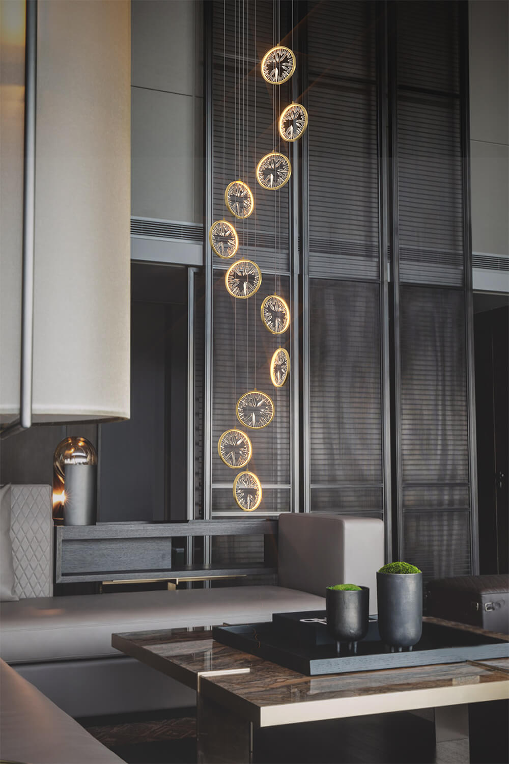 Modern Lemon Zest Crystal Pendant Gold 5–11 Lights multi-light chandelier for foyer