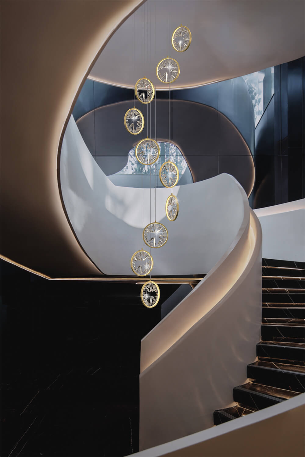 Modern Lemon Zest Crystal Pendant Gold 5–11 Lights – dimmable LED ceiling light