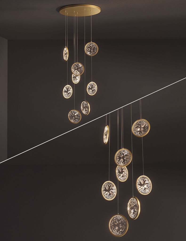 Modern Lemon Zest Crystal Pendant Gold 5–11 Lights pendant light installed in lobby