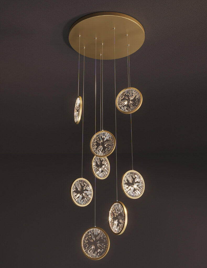 Modern Lemon Zest Crystal Pendant Gold 5–11 Lights – decorative staircase lighting fixture