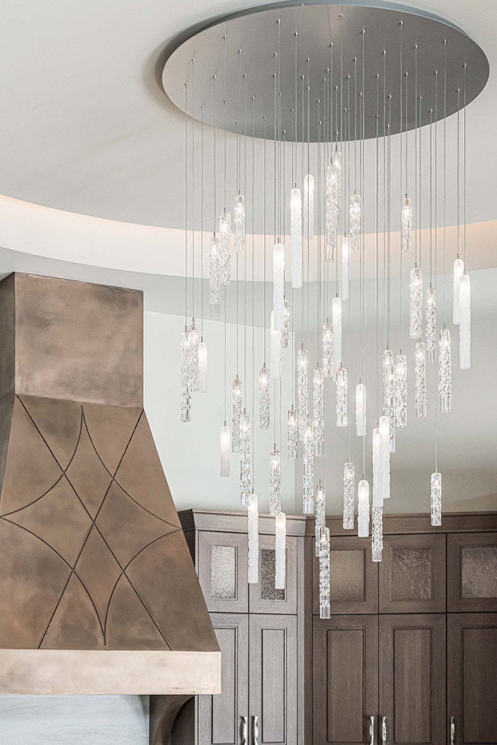 Multi Twisted Tubes Chandelier | Chrome Glass | 26 & 47 Lights — Gleesia