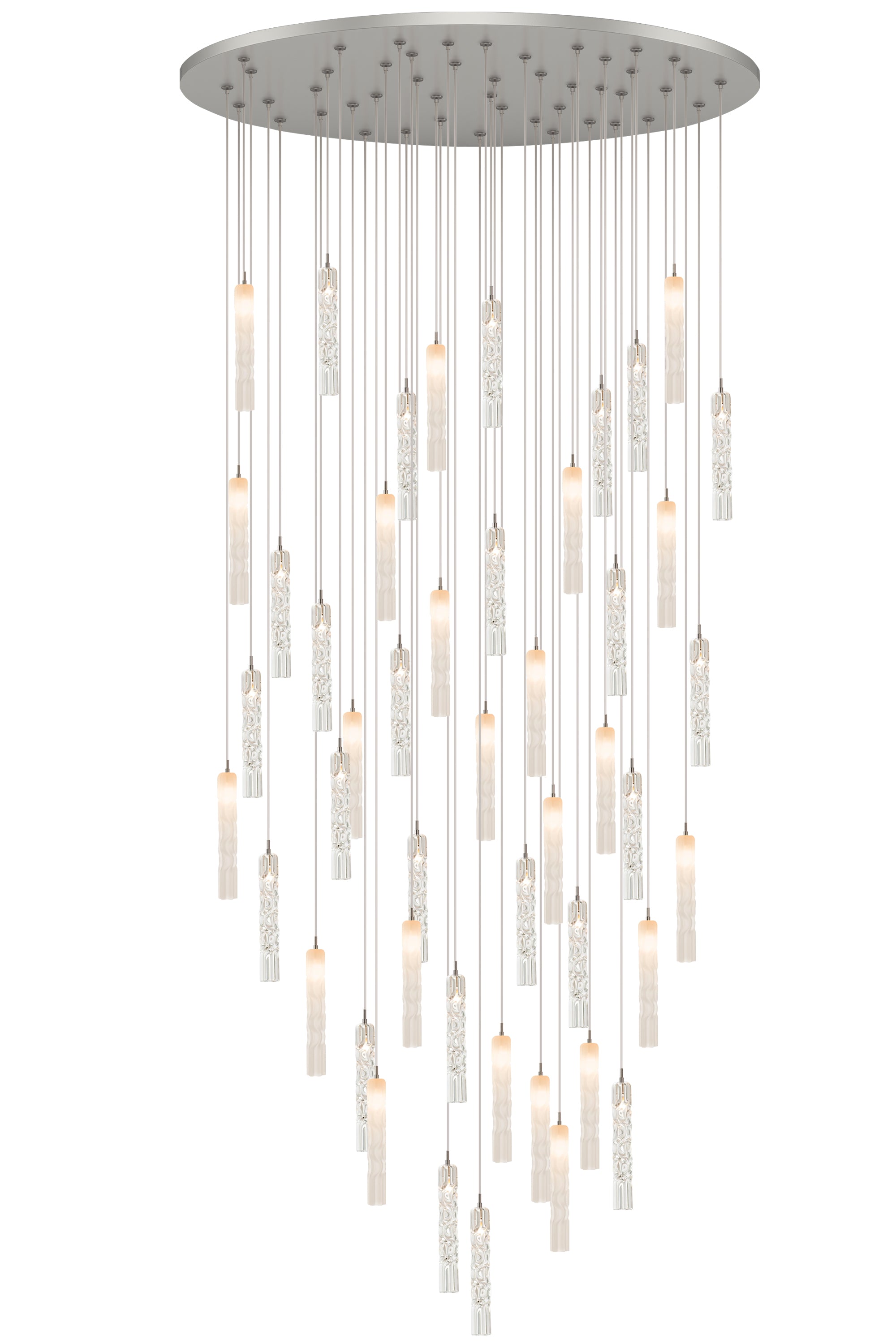 Multi Twisted Tubes Chandelier | Chrome Glass | 26 & 47 Lights — Gleesia