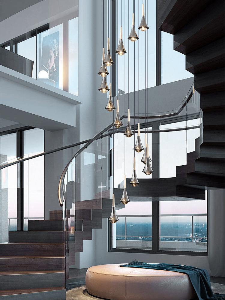 Symphony LED Pendant Light Chrome 7–15 Lights pendant light installed in lobby
