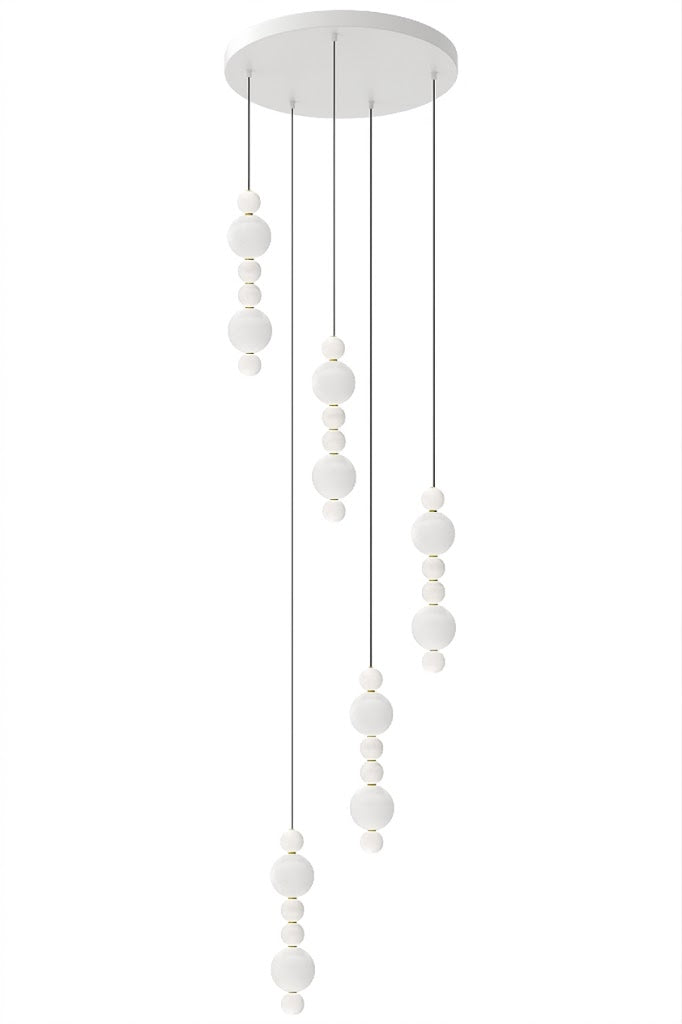Decorative White Bead Staircase Chandelier 3–8 Groups – adjustable pendant light for bedroom