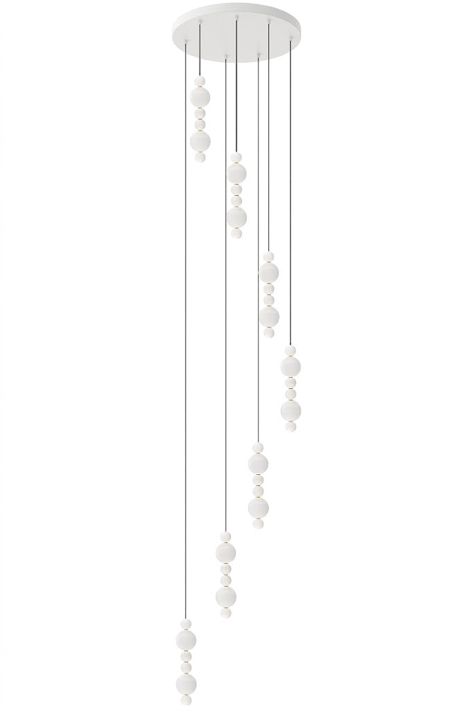 Elegant White Bead Staircase Chandelier 3–8 Groups – product detail view