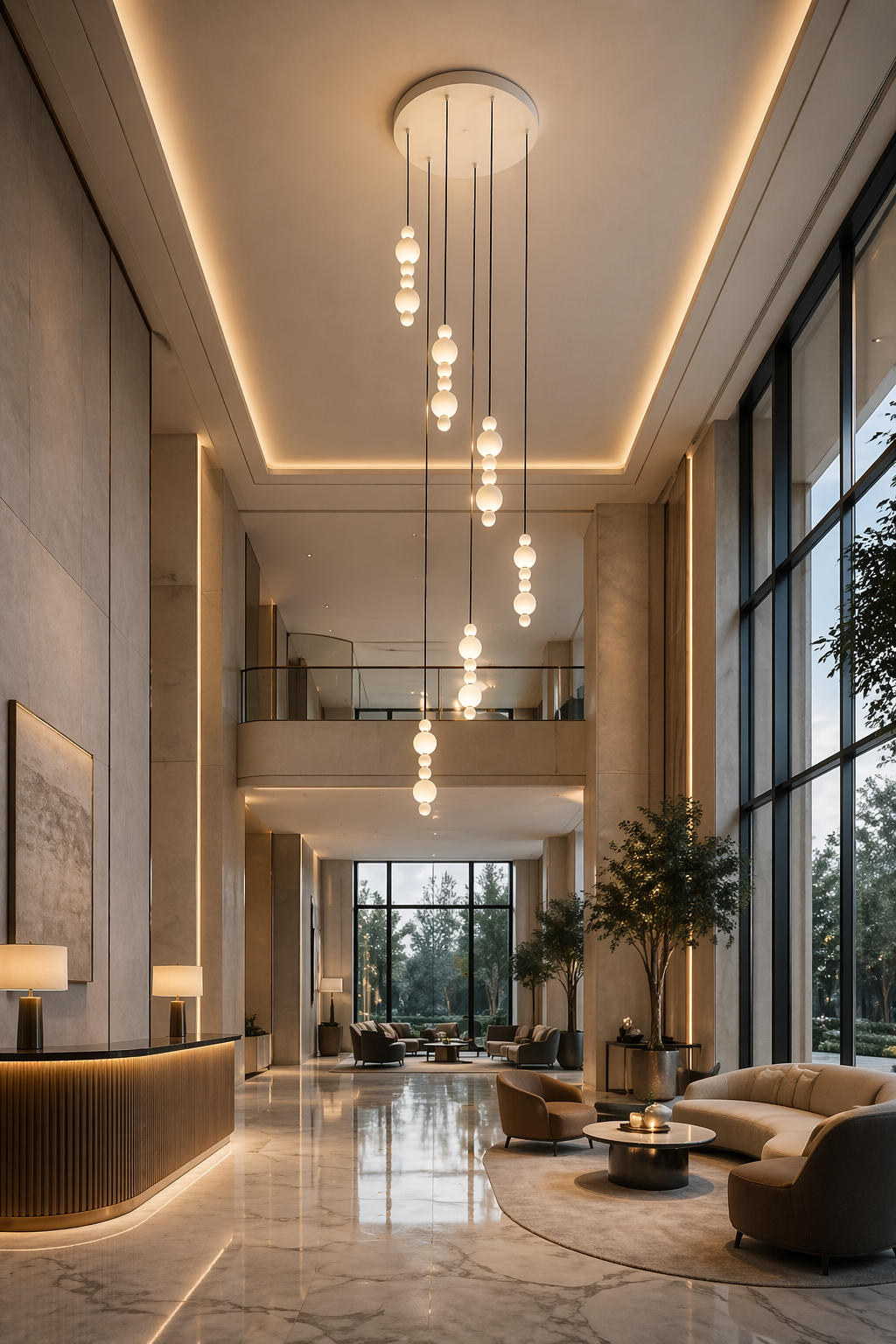 White Bead Staircase Chandelier | 3–8 Groups — Gleesia