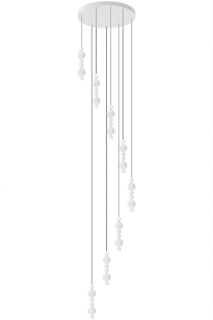 White Bead Staircase Chandelier 3–8 Groups ceiling light – elegant foyer decoration