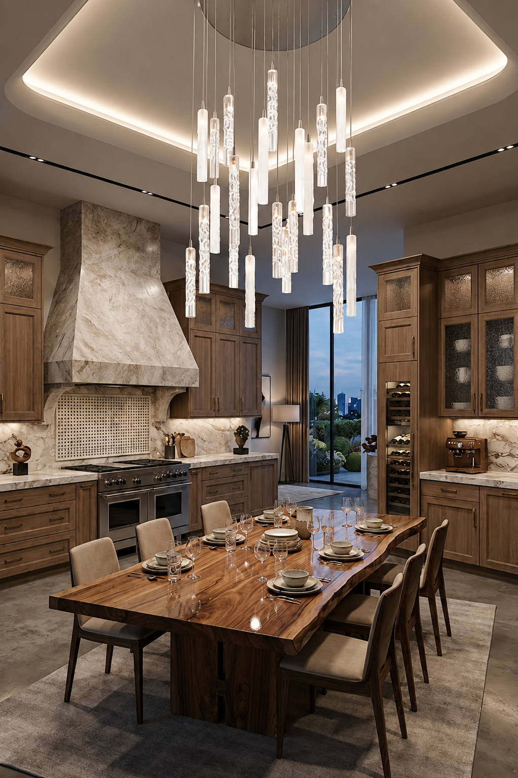 Multi Twisted Tubes Chandelier | Chrome Glass | 26 & 47 Lights — Gleesia
